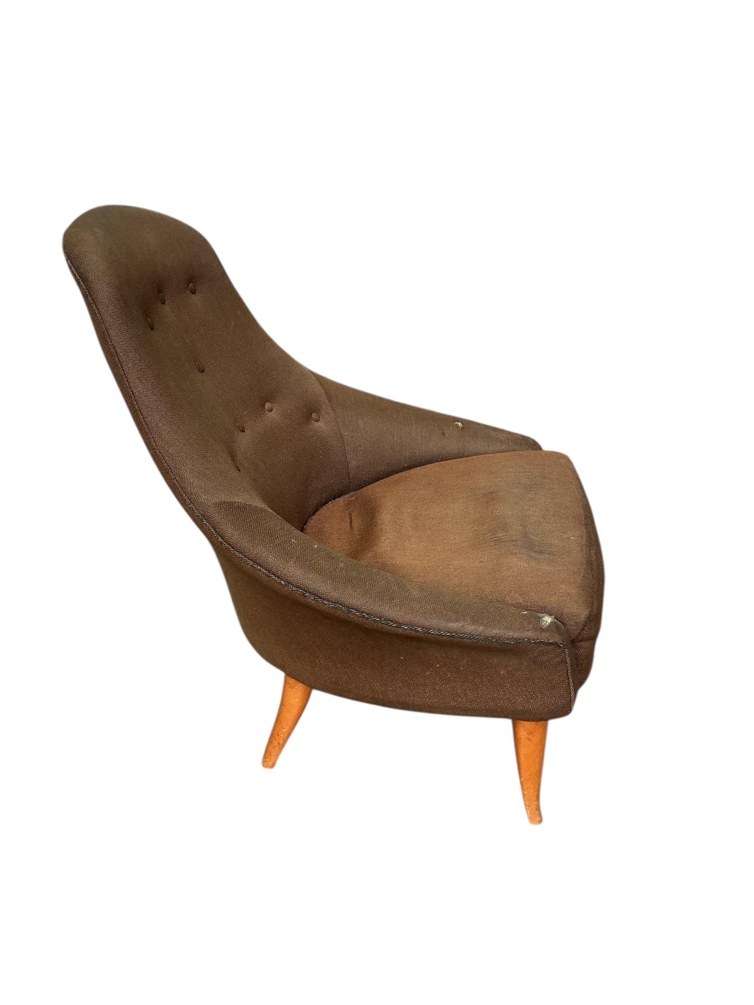 A mid century Kerstin Holmquist Eva lounge chair, width 68cm, depth 70cm, height 80cm